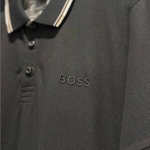 Boss Men's Polo Shirt in Black with White Accents